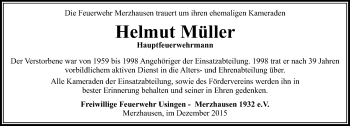 Traueranzeige von Helmut Müller von  Usinger Anzeiger