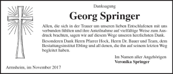 Traueranzeige von Georg Springer von Trauerportal Rhein Main Presse