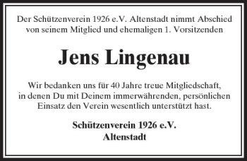 Traueranzeige von Jens Lingenau von  Kreisanzeiger