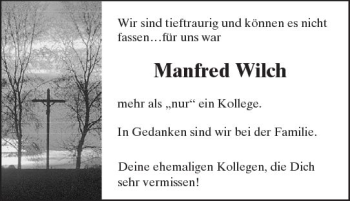 Traueranzeige von Manfred Wilch von Trauerportal Rhein Main Presse