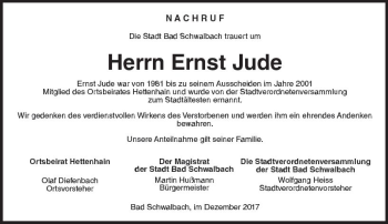 Traueranzeige von Ernst Jude von Trauerportal Rhein Main Presse