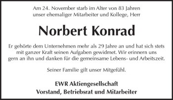 Traueranzeige von Norbert Konrad von Trauerportal Rhein Main Presse