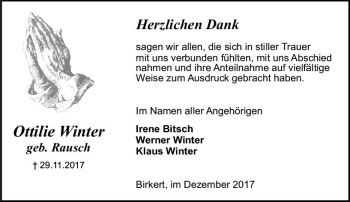 Traueranzeige von Ottilie Winter von Trauerportal Echo Online