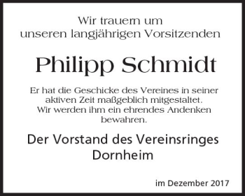 Traueranzeige von Philipp Schmidt von Trauerportal Echo Online