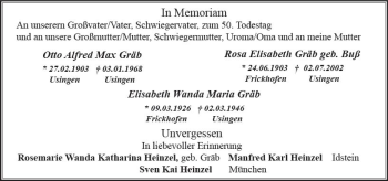 Traueranzeige von Otto Alfred Max Gräb von Trauerportal Rhein Main Presse