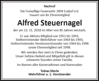 Traueranzeige von Alfred Steuernagel von VRM Trauer