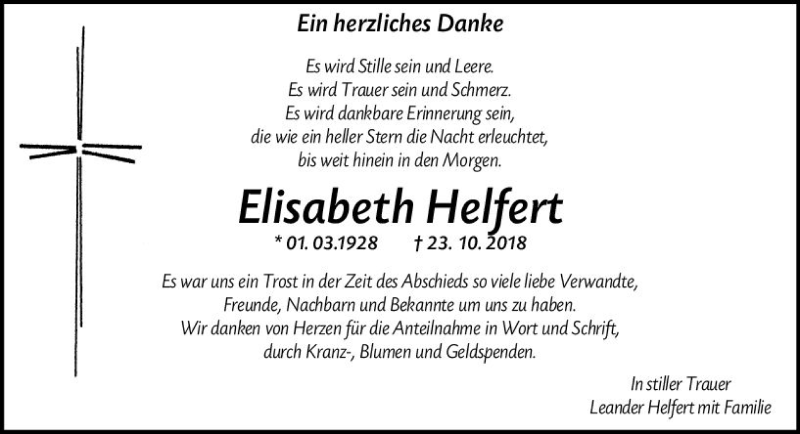 Traueranzeigen Von Elisabeth Helfert Www Vrm Trauer De