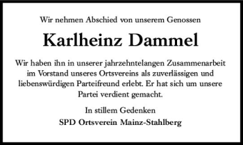 Traueranzeige von Karlheinz Darnmel von vrm-trauer