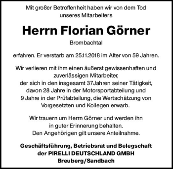 Traueranzeige von Florian Görner von vrm-trauer