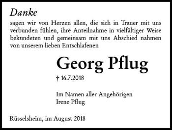 Traueranzeige von Georg Pflug von vrm-trauer