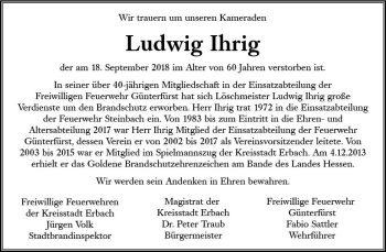 Traueranzeige von Ludwig Ihrig von vrm-trauer