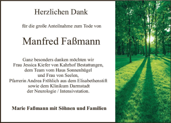 Traueranzeige von Mannfred Faßmann von vrm-trauer