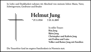 Traueranzeige von Helmut Jung von vrm-trauer