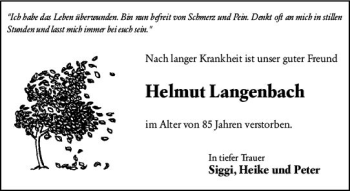 Traueranzeige von Helmut Langenbach von vrm-trauer