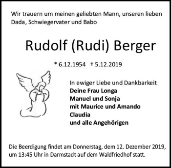 Traueranzeigen Von Rudolf Rudi Berger Wwwvrm Trauerde