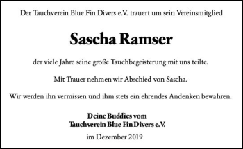 Traueranzeige von Sascha Ramser von vrm-trauer