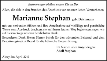 Traueranzeige von Marianne Stephan von vrm-trauer