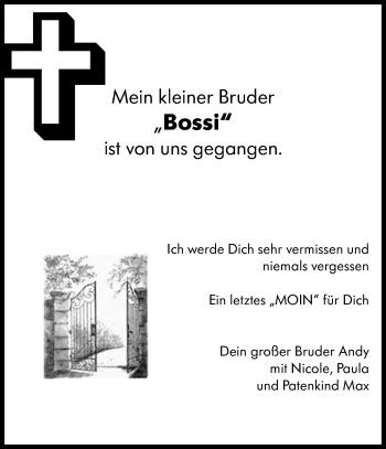 Traueranzeige von Bossi  von vrm-trauer