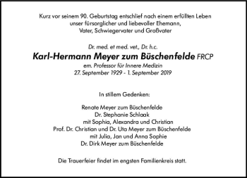 Traueranzeige von Karl-Hermann Meyer zum Büschenfelde von vrm-trauer