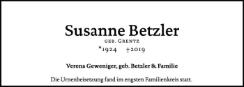 Traueranzeige von Susanne Betzler von vrm-trauer