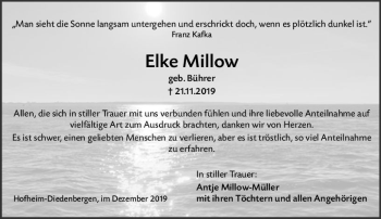 Traueranzeige von Elke Millow von vrm-trauer