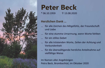 Traueranzeige von Peter Beck von vrm-trauer