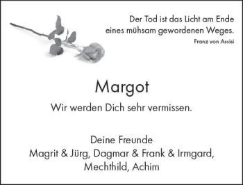 Traueranzeige von Margot  von vrm-trauer