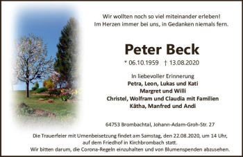 Traueranzeige von Peter Beck von vrm-trauer