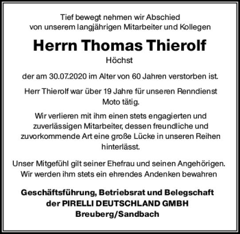 Traueranzeige von Thomas Thierolf von vrm-trauer