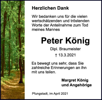 Traueranzeige von Peter König von vrm-trauer