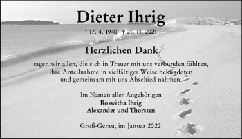 Traueranzeige von Dieter Ihrig von vrm-trauer Groß-Gerauer Echo