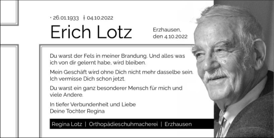 Traueranzeige von Erich Lotz von vrm-trauer Darmstädter Echo