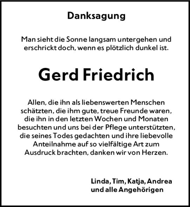 Traueranzeigen Von Gerd Friedrich | Www.vrm-trauer.de