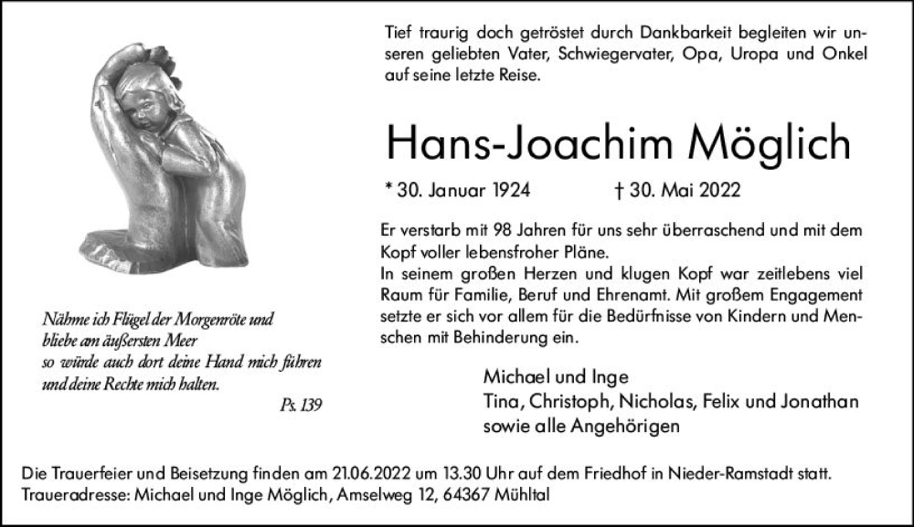 Traueranzeigen Von Hans Joachim M Glich Vrm Trauer De