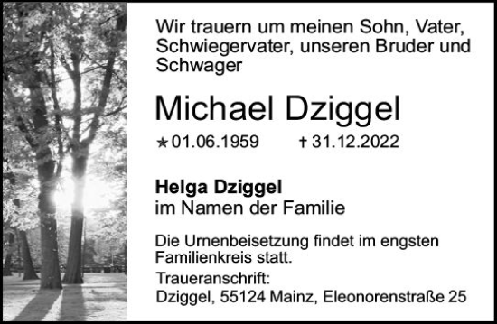 Traueranzeigen Von Michael Dziggel | Www.vrm-trauer.de