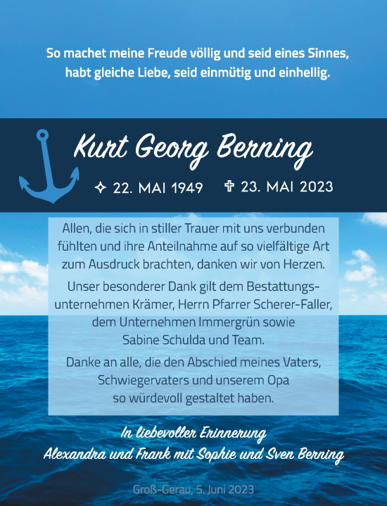 Traueranzeige von Kurt Georg Berning von Groß-Gerauer Echo