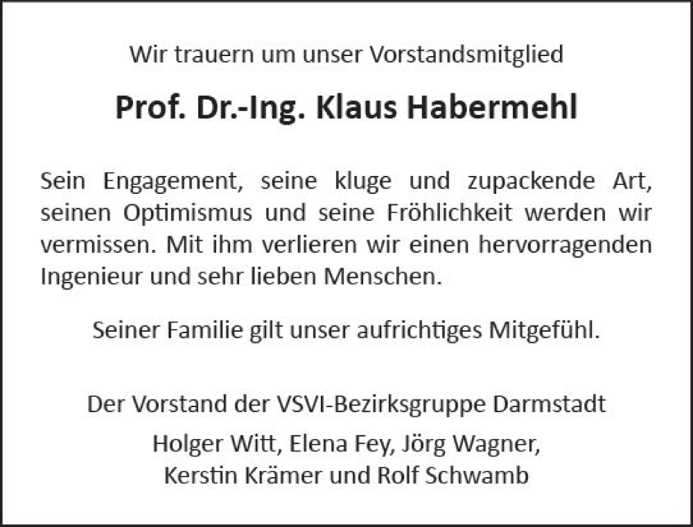  Traueranzeige für Klaus Habermehl vom 12.07.2023 aus Darmstädter Echo