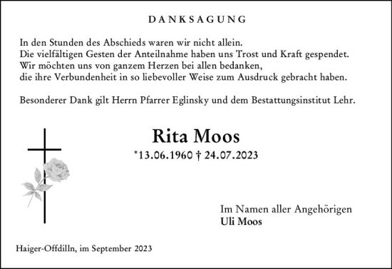 Traueranzeigen Von Rita Moos Vrm Trauerde 4437