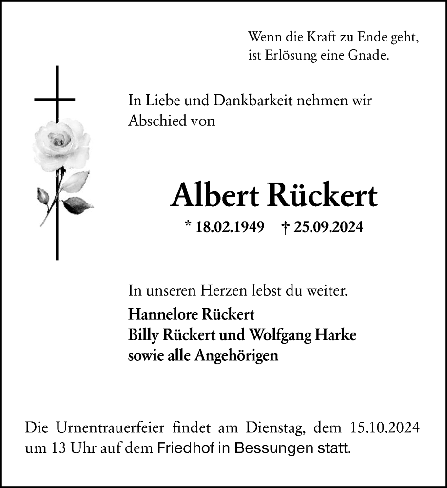  Traueranzeige für Albert Rückert vom 05.10.2024 aus Darmstädter Echo