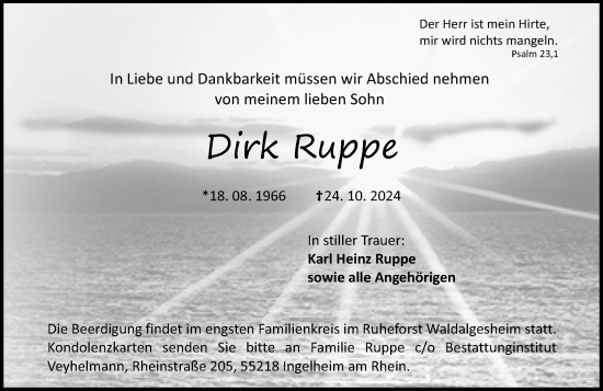 Traueranzeige von Dirk Ruppe von Allgemeine Zeitung Rheinhessen-Nahe