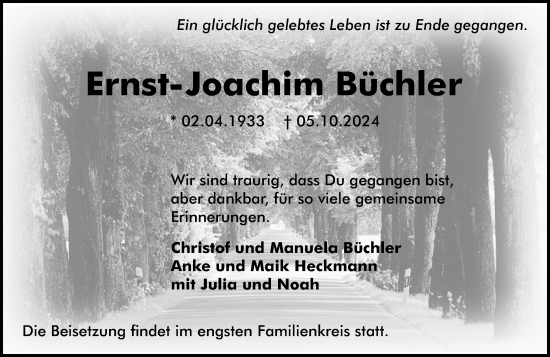 Traueranzeige von Ernst-Joachim Büchler von Darmstädter Echo