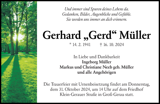 Traueranzeige von Gerhard Müller von Groß-Gerauer Echo