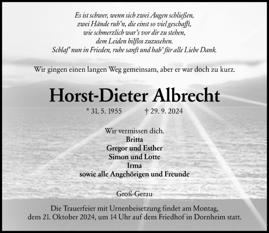 Traueranzeige von Horst-Dieter Albrecht von Groß-Gerauer Echo