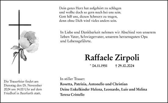 Traueranzeige von Raffaele Zirpoli von Odenwälder Echo