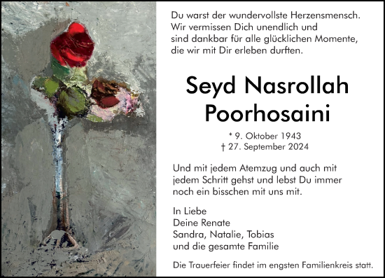 Traueranzeige von Seyd Nasrollah Poorhosaini von Darmstädter Echo