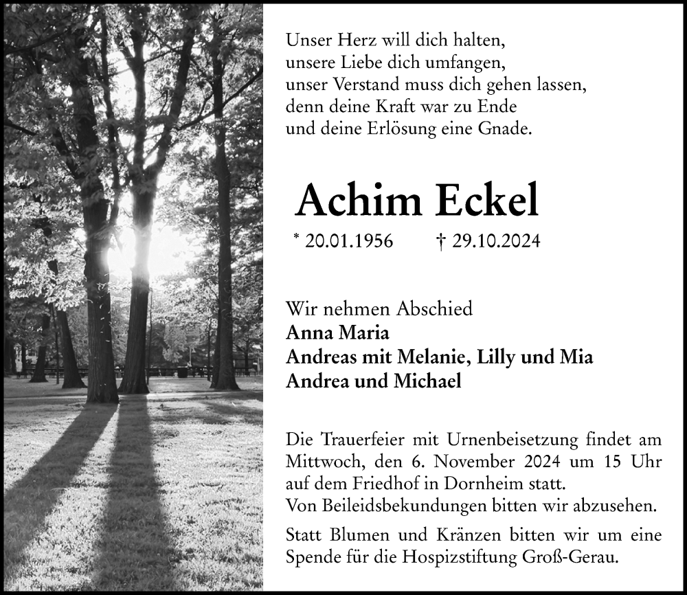  Traueranzeige für Achim Eckel vom 02.11.2024 aus Groß-Gerauer Echo