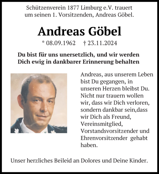 Traueranzeige von Andreas Göbel von Nassauische Neue Presse