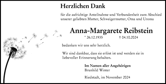 Traueranzeige von Anna-Margarete Reibstein von Groß-Gerauer Echo