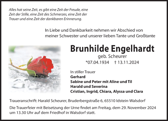 Traueranzeige von Brunhilde Engelhardt von Camberger Anzeiger