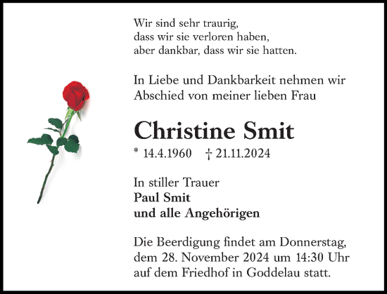 Traueranzeige von Christine Smit von Groß-Gerauer Echo